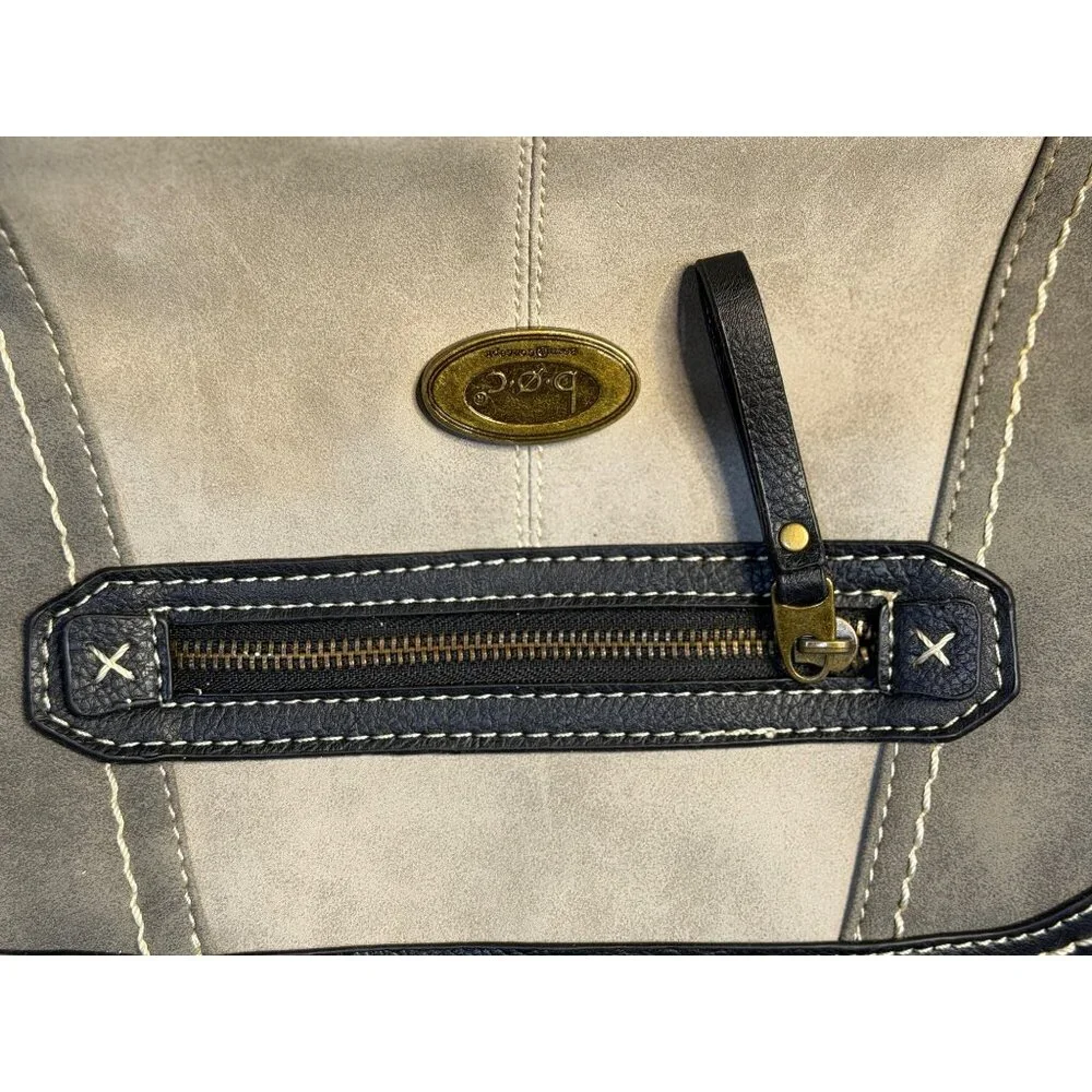 Dove BOC Cronton Crossbody Bag Gray Black Faux Leather‎ Medium Purse Adjustable